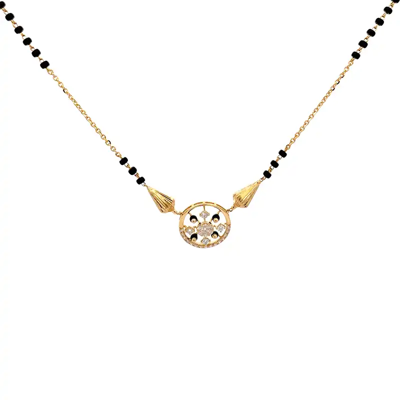 Elegant Yellow Gold Diamond Mangalsutra - Round